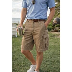 Chaps Ralph Lauren Cargo Shorts‎ Mens 38 Khaki Cotton Classic Casual Dadcore
